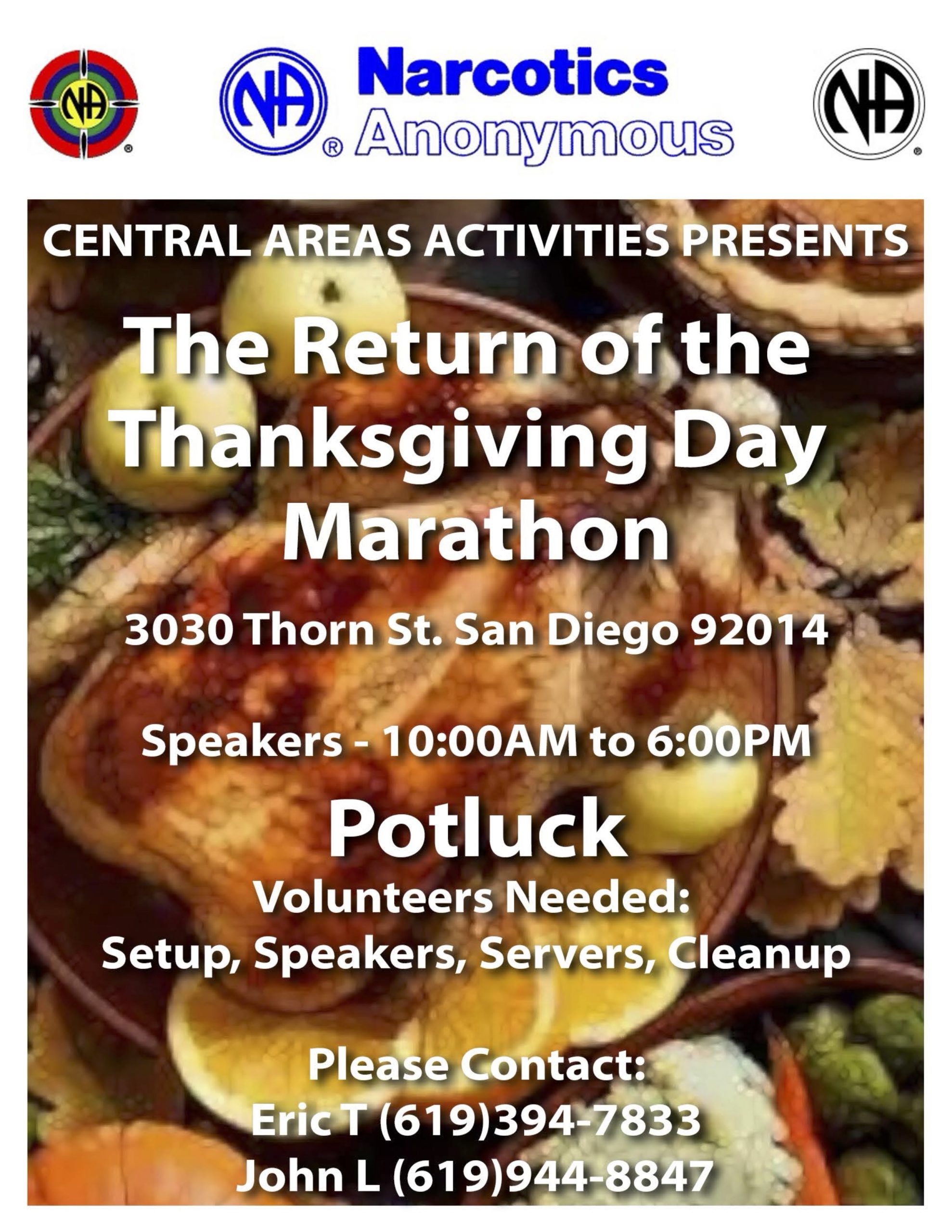 Thanksgiving Day Marathon to San Diego Narcotics Anonymous