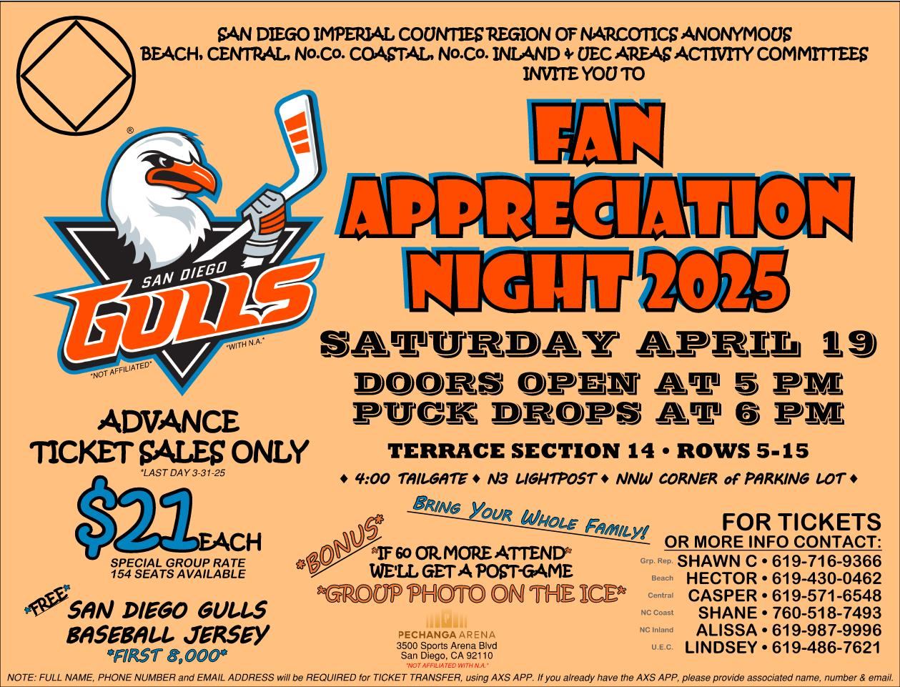 NA @ GULLS fan appreciation night