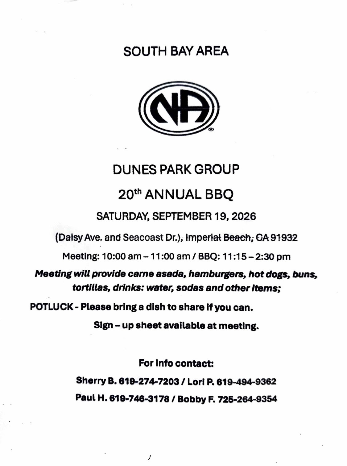 DUNES PARK GROUP 20th ANNUAL BBQ