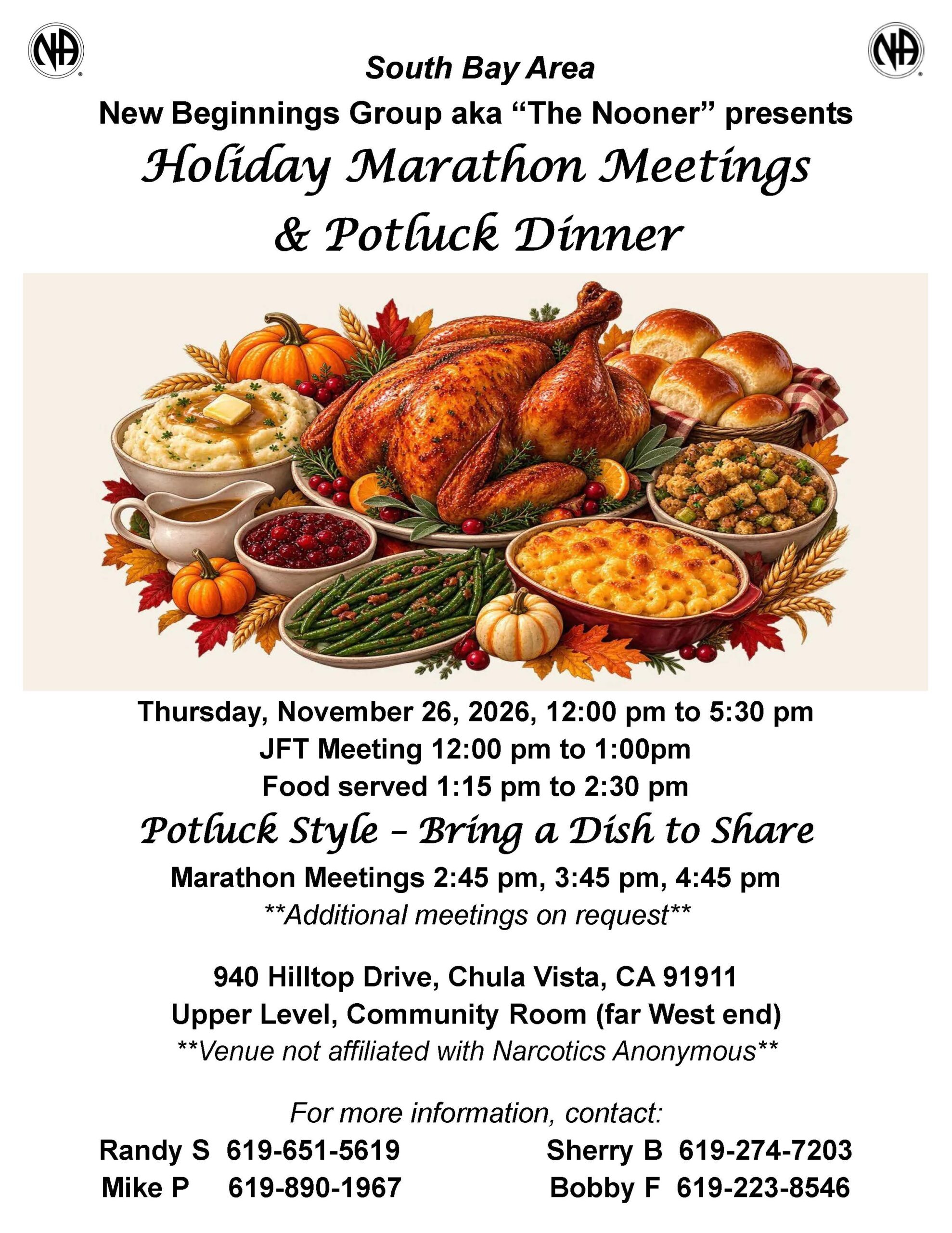 Holiday Marathon Meetings & Potluck Dinner